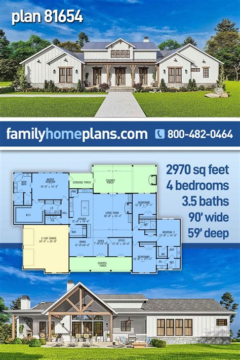 One Story Modern Farmhouse Plan With Big Covered Porch