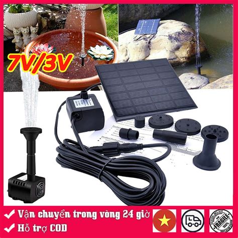 ⚡️ Cod ⚡️Đài Phun Nước Máy Bơm Phun Nước Năng Lượng Mặt Trời 7v Với 6