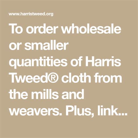 To Order Wholesale Or Smaller Quantities Of Harris Tweed Cloth From