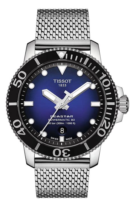 Tissot Seastar 1000 Powermatic 80 Mesh Bracelet Watch 43mm Nordstrom Watches For Men