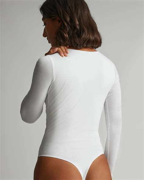 The Long Sleeve Supima® Square Neck Bodysuit White Everlane