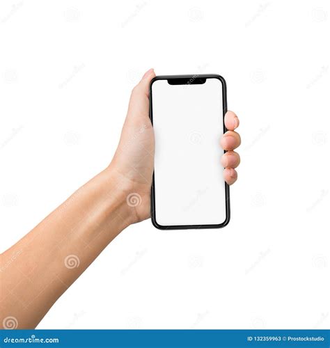 Hand Grab Mobile Phone Isolated On White Background Stock Image Image