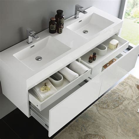 Fresca 60 Inch Mezzo Modern Double Sink Vanity with Integrated Sink ...