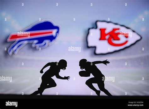 Buffalo Bills vs. Kansas City Chiefs. NFL match poster. Two american ...