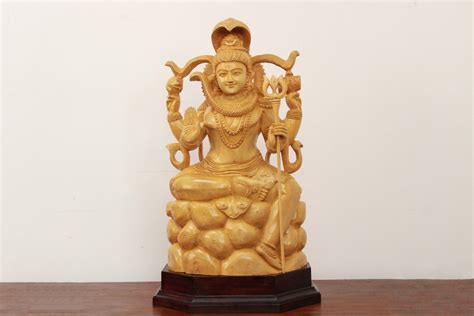 Shiva Statue Wooden Hindu God Home Decor Sculpture Pooja Idol Temple ...