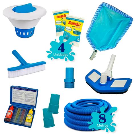 Kit Limpeza Piscina Completo Pastilha Penta C Mangueira 8 Metros