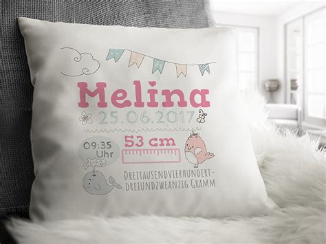 Personello Kissen als Geschenk zur Geburt Babygeschenk für Mädchen