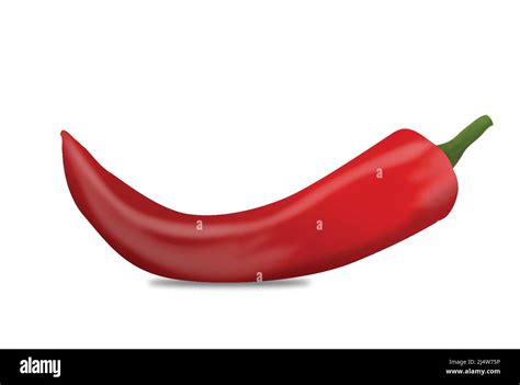 Realistic Red Hot Chili Pepper Isolated On White Background Vector Illustration Stock Vector