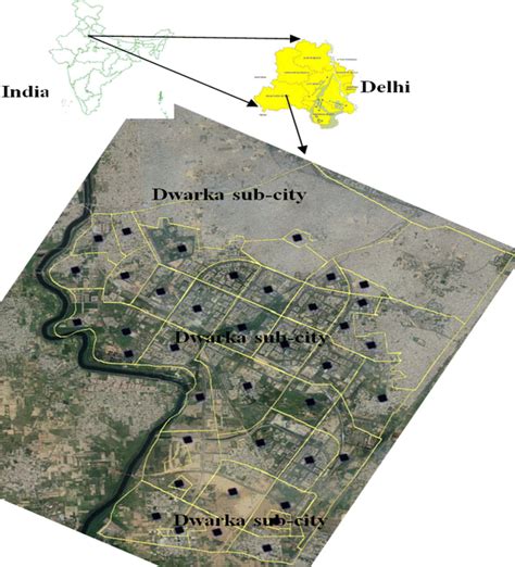 Map of study area (Dwarka subcity, Delhi, India). Note the rectangular ...