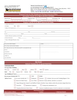 Fillable Online Proposal Form For Shri Shopkeeper Package Fax Email