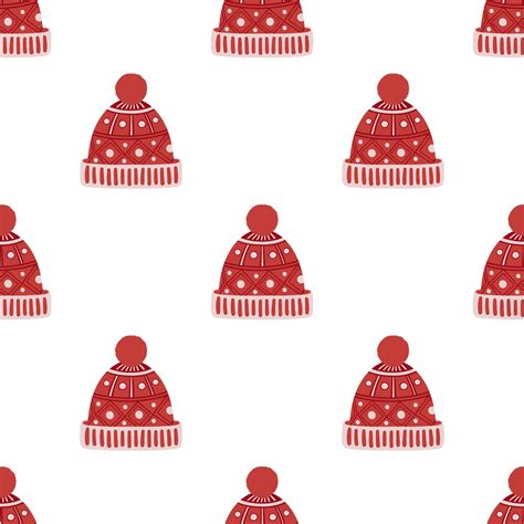 Red Knitted Winter Hat Simple And Festive Seamless Pattern 16742537 Vector Art At Vecteezy