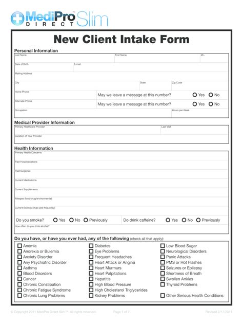 Printable Client Intake Form Printable Form 2024