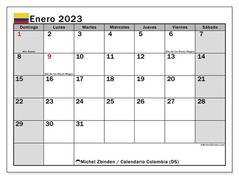 Calendario Enero 2023 Con Festivos Colombia IMAGESEE