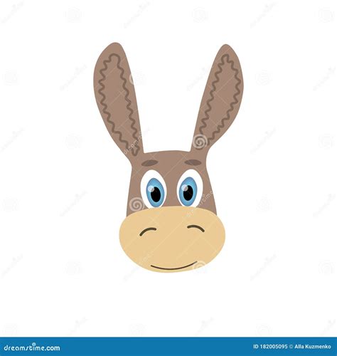 Colorful Cute Vector Donkey Face. One Object on a White Background ...