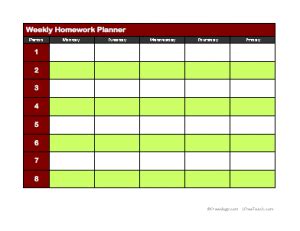 Weekly Homework Planner #2 - Freeology