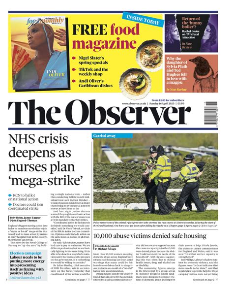 Observer Front Page 16th Of April 2023 Tomorrows Papers Today