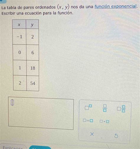 Solved La Tabla De Pares Ordenados X Y Nos Da Una Función