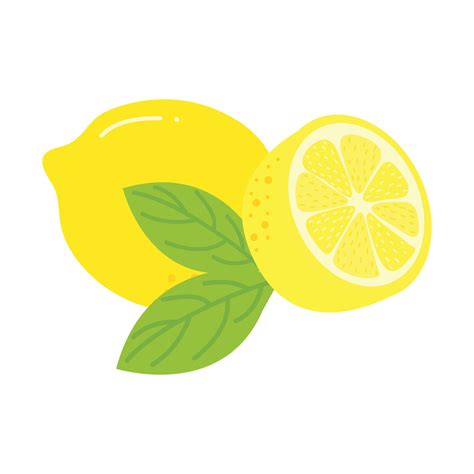 Fresh Lemon Illustration Isolated In White Background Lemon Slice