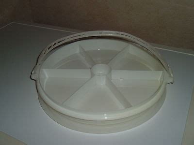 Vintage Retro Tupperware Compartment Lazy Susan With Handle And Lid