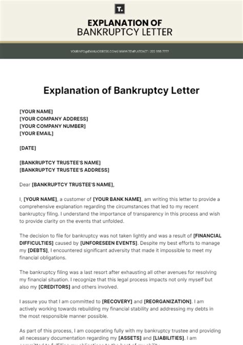 Free Explanation Of Bankruptcy Letter Template Edit Online And Download