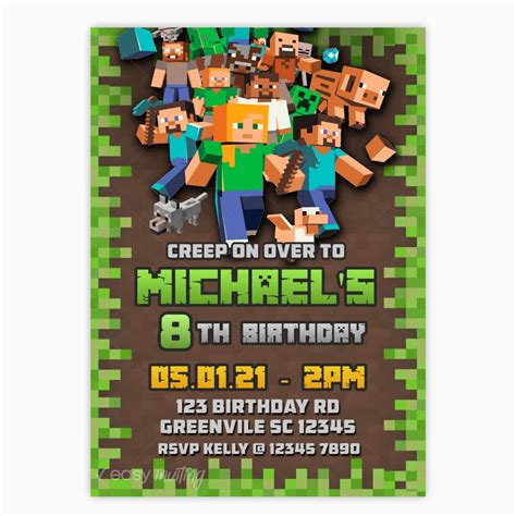 Minecraft Birthday Invitation Printables