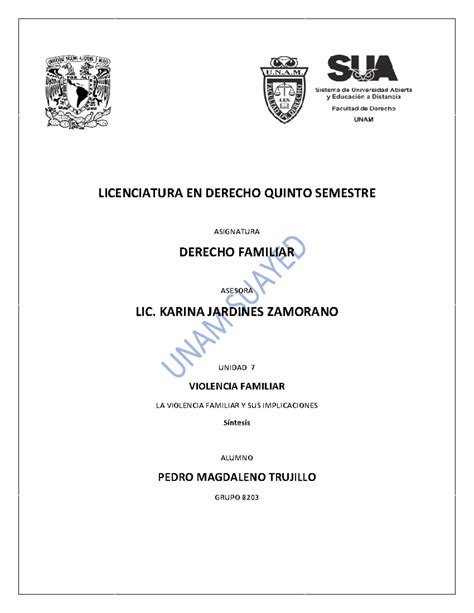 Derecho Familiar U7 LA FAMILIA LICENCIATURA EN DERECHO QUINTO