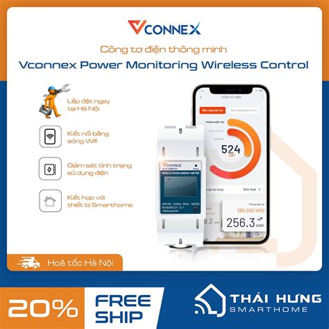 Công tơ điện tử Wifi thông minh Vconnex kết nối app có chứng chỉ đo