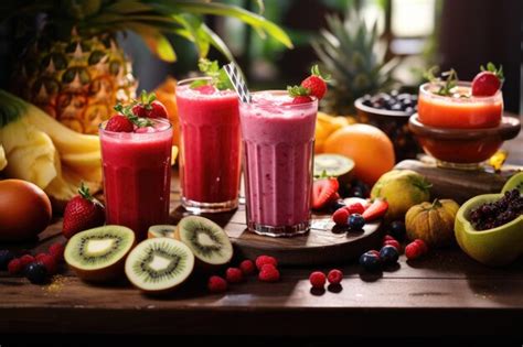 Premium Photo Fruit Shake Healthy Eating Concept