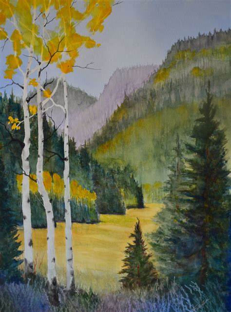 Large Watercolor Painting X Original Art Colorado Etsy Aspen