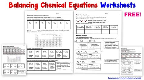 Balancing Chemical Equations Free Worksheets Homeschool Den Worksheets Library