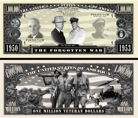 A KOREAN WAR VETERAN DOLLAR BILL (500 Bills)