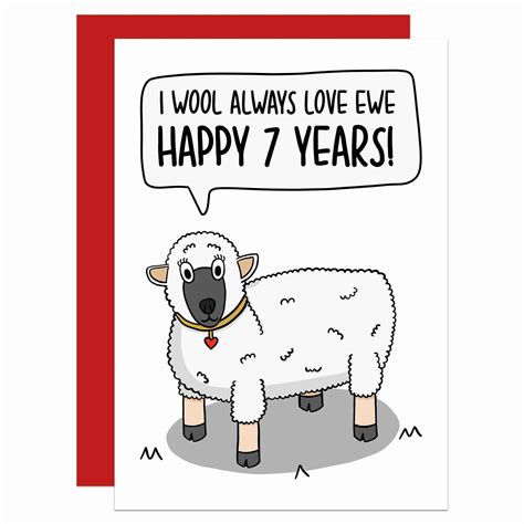 7 Year Anniversary Card | Wool Anniversary A6 Card