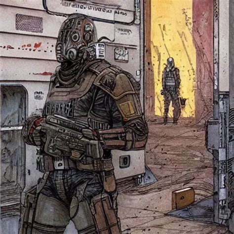 Sci Fi Dystopian Bounty Hunter Art By Enki Bilal Stable Diffusion