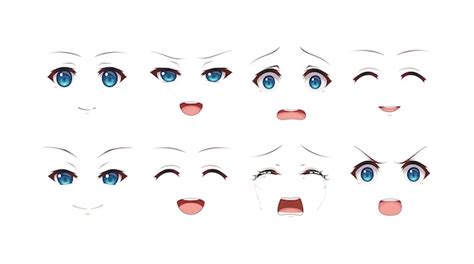 Premium Vector | Anime manga girl expressions eyes set