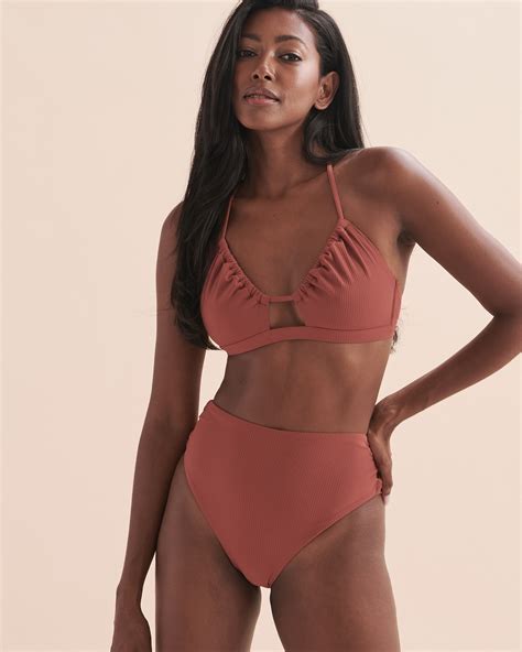 TROPIK Textured Bralette Bikini Top Brown Bikini Village