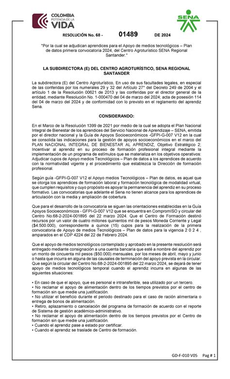 Resolucion DE Adjudicacion ÀPOYO Medios Tecnologicos 1 Por la cual