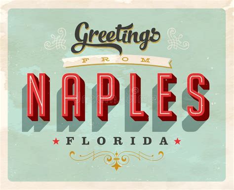 Vintage Greetings From Naples Vacation Card Stock Vector Illustration