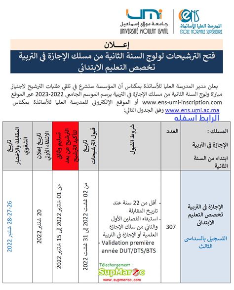 Ens Meknes Licence En Education S Supmaroc