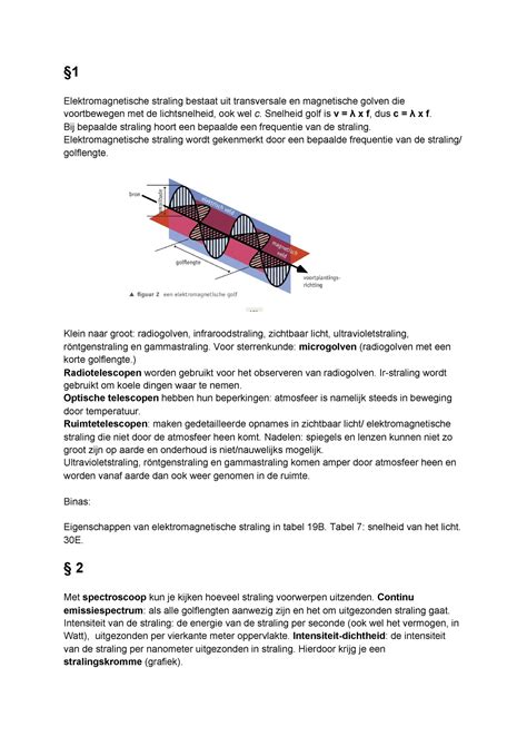 Natuurkunde Samenvatting Elektromagnetische Straling