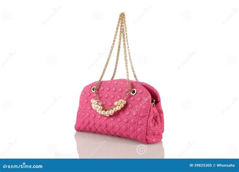 Bolsa Cor De Rosa Das Mulheres Isolada No Fundo Branco Imagem De Stock