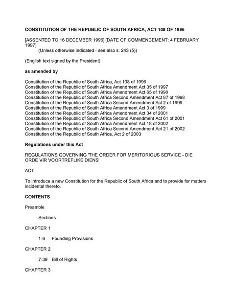 CSL2601 Constitution Legislation CONSTITUTION OF THE REPUBLIC OF