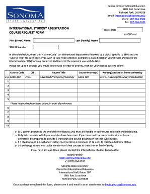 Fillable Online Sonoma CIE Course Request Form Sonoma State