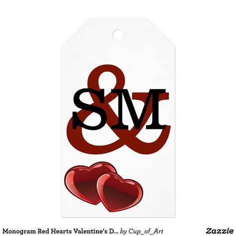 Monogram Red Hearts Valentine S Day Gift Tags