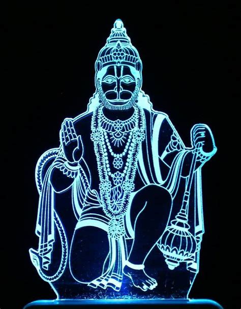 Vagalleryking Modern Contemporary Hanuman Ji 3d Illusion Acrylic Led Night Lamp For Decoration