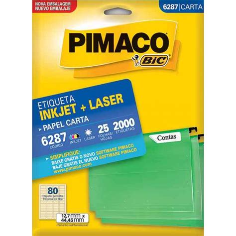 Etiqueta Pimaco Inkjet Laser Carta N Fls X Mm