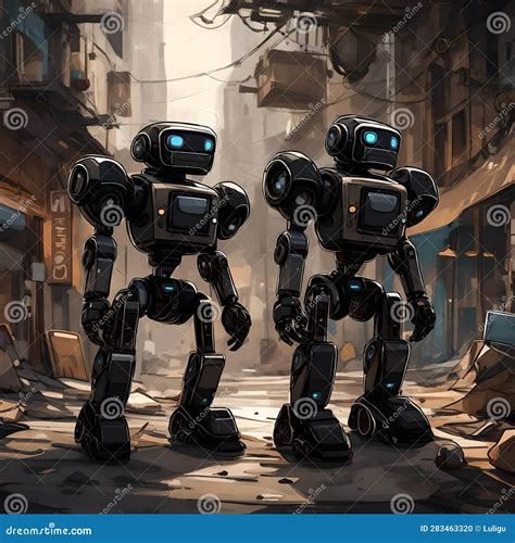 Robots Of Resilience A Post Apocalyptic Adventure Stock Illustration