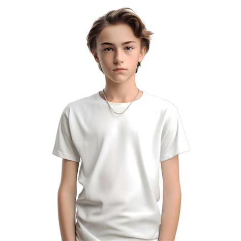 Renderización 3d De Un Niño Adolescente Con Una Camiseta Blanca Aislada Sobre Un Fondo Blanco