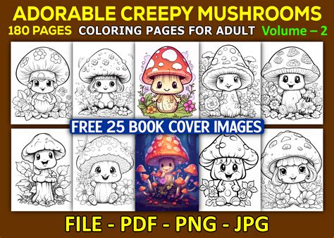 Adorable Creepy Mushrooms Coloring Pages Graphic By Sobuj Store