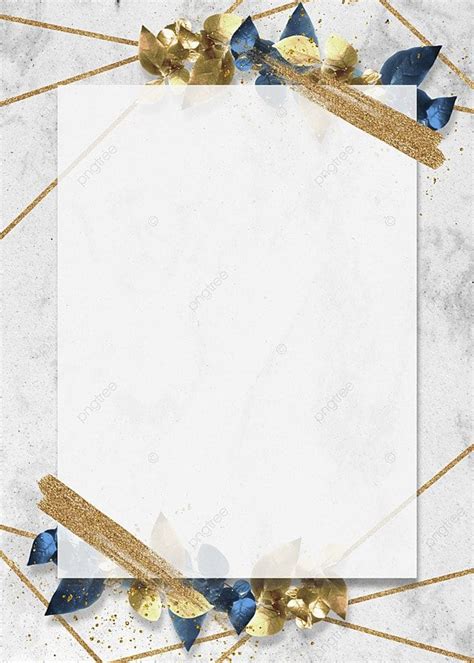 Abstract Flowers Gold Foil Brush Plant Marble Background Gold Foil