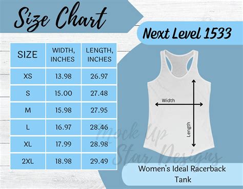 Next Level 1533 Size Chart Next Level 1533 Tank Top Size Etsy